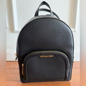Michael Kors Black Pebbled Leather Medium Backpack with Gold Hardware